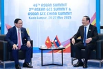 Vietnamese Prime Minister Pham Minh Chinh (L) meets with his Lao counterpart Sonexay Siphandone on the sidelines of the 46th ASEAN Summit and Related Summits in Malaysia. (Photo: VNA)