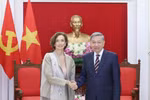 Party General Secretary To Lam (R) receives UNESCO Director-General Audrey Azoulay in Hanoi on June 27. (Photo: VNA)