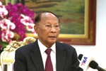 Honorary President of the Cambodian People's Party Samdech Heng Samrin in an interview with the Vietnam News Agency (Photo: VNA)