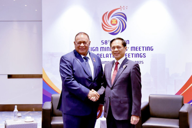Deputy Prime Minister and Minister of Foreign Affairs Bui Thanh Son meets with Timor-Leste’s Minister of Foreign Affairs and Cooperation Bendito dos Santos Freitas. (Photo: VNA) bui-thanh-son-3.jpg