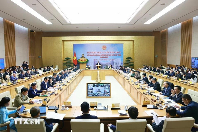 An overview of the teleconference (Photo: VNA) pham-minh-chinh-2.jpg