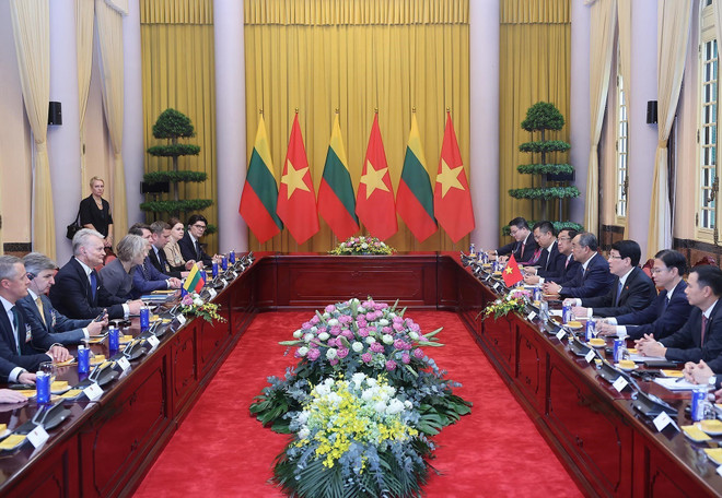 At the talks between State President Luong Cuong and his Lithuanian counterpart Gitanas Nauseda. (Photo: VNA) luong-cuong-2.jpg