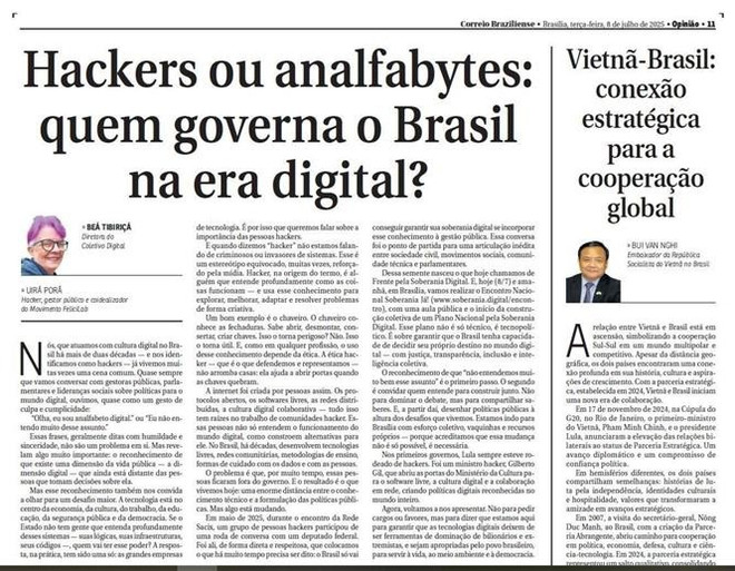 The article on Brazil's Correio Braziliense newspaper on July 8. (Photo: VNA) vietnam-brazil-2.jpg