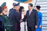 The welcoming ceremony is held for National Assembly Chairman Tran Thanh Man and his spouse at Ciampino Airport in Rome, Italy. Photo: VNA