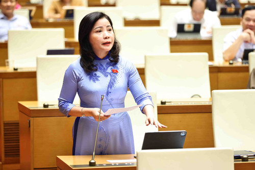 Nguyen Thi Thu Nguyet, a deputy from the Central Highlands province of Dak Lak. (Photo: VNA) vna-potal-quoc-hoi-thao-luan-ve-du-an-luat-sua-doi-bo-sung-mot-so-dieu-cua-bo-luat-hinh-su-8056692.jpg