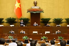 NA Vice President Nguyen Hong Dien moderates the session. (Photo: VNA)