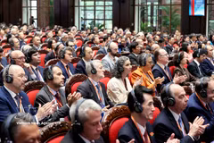 International delegates attend the 7th national congress of the Vietnam Union of Friendship Organisations in Hanoi on September 14. (Photo: VNA)