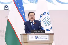 NA Chairman Tran Thanh Man speaks at the IPU-150 (Photo: VNA)
