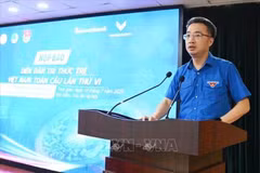Secretary of the Central Committee of the Ho Chi Minh Communist Youth Union, President of the Vietnam Youth Federation, and head of the forum organising board Nguyen Tung Lam speaks at the press briefing. (Photo: VNA)