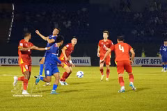 On October 9, 2025, Vietnam defeated Nepal 3-1 in their first-leg match of the AFC Asian Cup 2027 qualification at Binh Duong Stadium. (Photo: VNA)