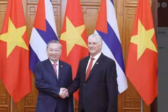 Vietnamese Party General Secretary To Lam (L) and First Secretary of the Communist Party of Cuba Central Committee and President of Cuba Miguel Diaz-Canel Bermudez meet in Hanoi on September 1, 2025. (Photo: VNA)