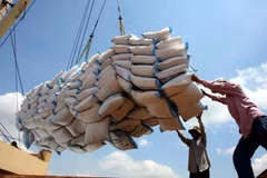 Loading Vietnamese rice for export. (Photo: VNA)