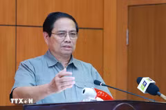 Prime Minister Pham Minh Chinh addresses the working session. (Photo: VNA)