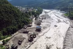 The area devastated by flash floods in Rasuwa, Nepal, on August 26 (Photo: published by VNA)