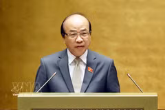 Chairman of the National Assembly's Committee for Legal and Judicial Affairs Phan Chi Hieu delivers a verification report on three draft laws - the revised Penal Code, the revised Criminal Procedure Code, and the revised Law on Organisation of Criminal Investigation Agencies on August 20. (Photo: VNA)