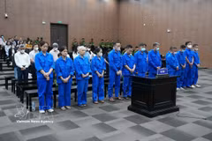 The defendants at the court on August 20 (Photo: VNA)