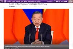A screenshot of an Izvestia (iz.ru) story on the state visit to Russia by General Secretary of the CPV Central Committee and President To Lam (Photo published by VNA)
