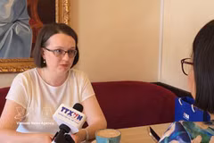 Assoc. Prof. Ekaterina Koldunova, Acting Director of the ASEAN Centre at the Moscow State Institute of International Relations (MGIMO) grants an interview to the Vietnam News Agency in Russia. (Photo: VNA)