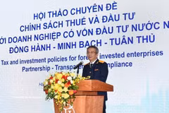 Mai Xuan Thanh, Director of the Tax Department speaks at the event (Photo: VNA)