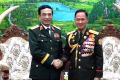 Vietnamese Minister of National Defence General Phan Van Giang (L) meets with his Lao counterpart, Senior Lieutenant General Khamliang Outhakaysone, in Vientiane on December 2. (Source: qdnd.vn)
