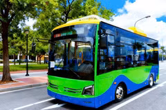 The electric buses are designed with colours and symbols inspired by Con Dao’s natural characteristics. (Photo: chinhphu.vn)