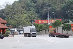 A truck completes customs clearance at the Huu Nghị international border gate in Lang Son province. (Photo: VNA)