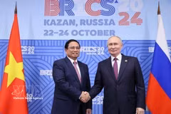 Prime Minister Pham Minh Chinh (L) and Russian President Vladimir Putin, Chair of BRICS in 2024, meets on October 24, 2024, on the sidelines of the expanded BRICS Leaders’ Summit in Kazan. (Photo: VNA)