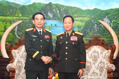 Minister of National Defence Gen. Phan Van Giang (L) and his Lao counterpart Sen. Lieut. Gen Khamliang Outhakaysone (Photo: VNA)