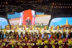 A cultural, sports, and tourism exchange of the Vietnam-Laos border areas in 2022. (Photo: VNA)
