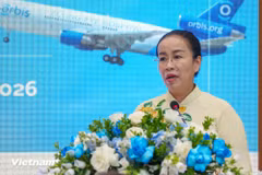 Vice Chairwoman of the Da Nang municipal People’s Committee Nguyen Thi Anh Thi speaks at the opening ceremony of Orbis Flying Eye Hospital programme. (Photo: VietnamPlus)