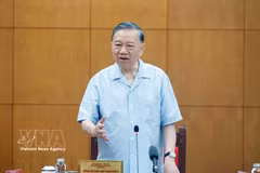 General Secretary of the Communist Party of Vietnam Central Committee and State President To Lam speaks at the working session in Hanoi with the Party Central Committee’s Commission for Policies and Strategies and relevant agencies on assessing national development resources. (Photo: VNA)