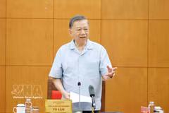 Party General Secretary and State President To Lam speaks at the working session with relevant agencies on developing the national maritime industry in Hanoi on July 14. (Photo: VNA)