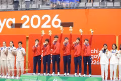 Vietnam's sepak takraw team defeat Thailand 2-1 in the final of the women's four-player team event at the 2026 Asian Games (Photo: VNA)