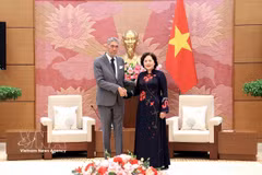 NA Vice President Nguyen Thi Hong meets with General Secretary of the United Left Movement (MIU) of the Dominican Republic Miguel Mejia in Hanoi on October 28, 2026. (Photo: VNA)