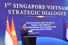 Politburo Member and Standing Member of the Communist Party of Vietnam (CPV) Central Committee’s Secretariat Tran Cam Tu speaks at the first Vietnam-Singapore Strategic Dialogue in Singapore on August 25, 2026. (Photo: VNA)