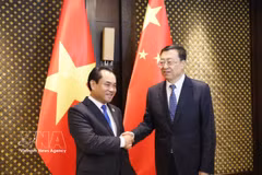 Minister of Agriculture and Environment Trinh Viet Hung (L) meets with Chinese Minister of Agriculture and Rural Affairs Zhang Zhu on August 24 (Photo: VNA)