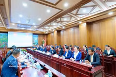 At the talks between the Vietnam Fatherland Front Committee of Quang Ngai province and the Lao Front for National Construction Committee of Champasak province (Photo: VNA)