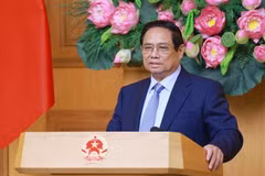 Prime Minister Pham Minh Chinh speaks at the dialogue with the US business community in Hanoi on May 13. (Photo: VNA)