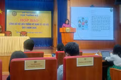 Director General of the National Statistics Office Nguyen Thi Huong shares a comprehensive overview of the economy in the first three months of the year. (Photo: VietnamPlus)