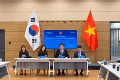 Vietnamese Ambassador to the Republic of Korea Vu Ho (second from right) chairs the roundtable with nearly 30 Korean semiconductor and electronics companies in Seoul on September 15, 2026. (Photo: VNA)