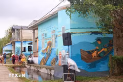 A part of the Cu Lac – Ngu My Thanh mural road for plastic reduction in Ngu My Thanh village in the central city of Hue. (Photo: VNA)