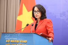 Spokeswoman of the Ministry of Foreign Affairs Pham Thu Hang speaks at the ministry’s regular press briefing in September. (Photo: VNA)