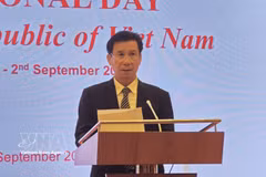 Vietnamese Ambassador to Indonesia Ta Van Thong speaks at the ceremony celebrating the 81st anniversary of Vietnam’s National Day (September 2, 1945–2026), held by the Vietnamese Embassy in Indonesia on September 16. (Photo: VNA)