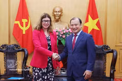 Assoc. Prof. Dr. Le Hai Binh, Member of the Party Central Committee and Permanent Vice President of the Ho Chi Minh National Academy of Politics (right) and Silvia Danailov, UNICEF Representative in Vietnam at their meeting on August 27 (Photo: VNA)