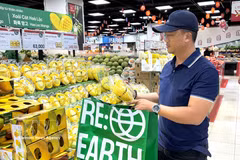 A Ho Chi Minh City resident uses an eco-friendly bag when shopping at a supermarket. (Photo: VNA)