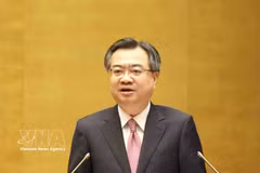 Politburo member, Secretary of the Party Central Committee, Chairman of the Party Central Committee's Commission for Policies and Strategies Nguyen Thanh Nghi speaks at the national conference to disseminate and implement resolutions adopted at the third plenum of the 14th Party Central Committee on July 29. (Photo: VNA)