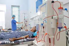Patients receive hemodialysis at Ha Giang provincial General Hospital. (Photo: VNA)