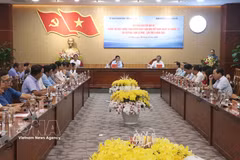 The October 20 press briefing announcing the second Ca Mau Shrimp Festival. (Photo: VNA)