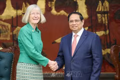 Prime Minister Pham Minh Chinh hosts a reception for Australian Ambassador Gillian Bird in Hanoi on July 2. (Photo: VNA)