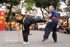 A traditional martial arts performance at a spring martial arts festival in Hanoi. (Photo: VNA)
